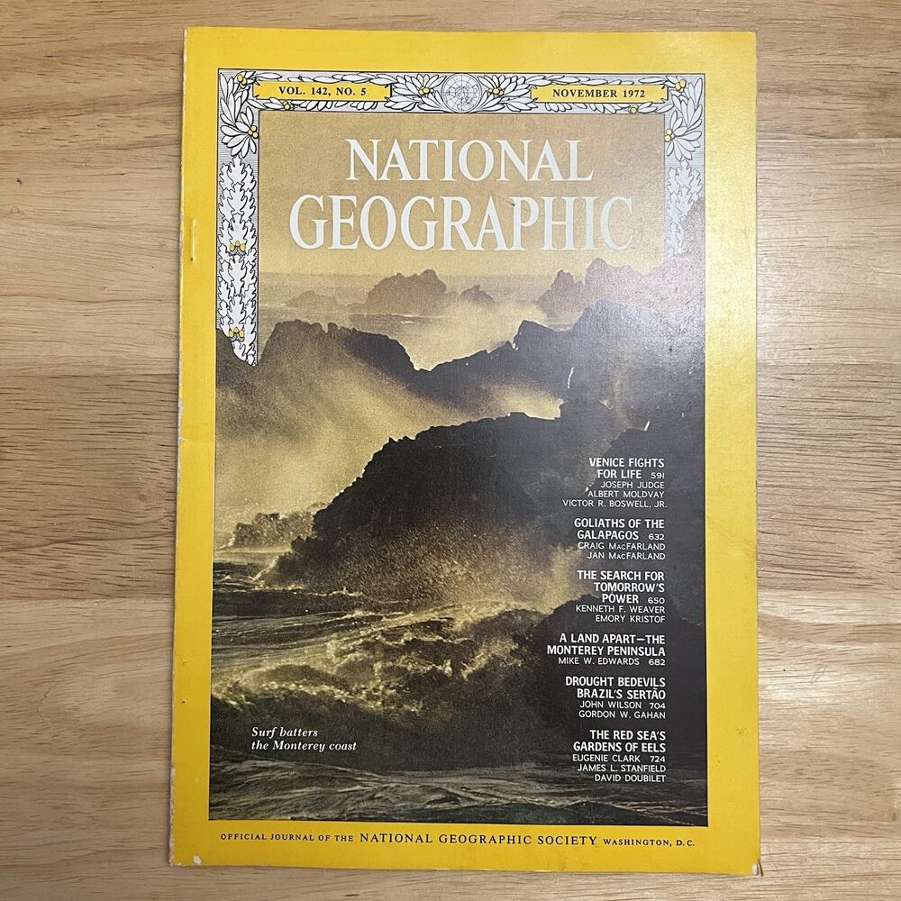 National Geographic November 1972 Magazine Venice Galapagos Tortoises Monterey